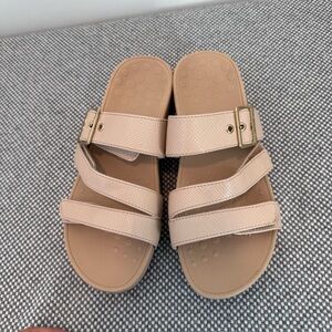 Vionic Rio Lizard Women’s Wedge Platform Sandals Nude Orthotic Shoes Size 8